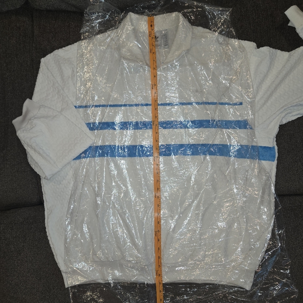 Mens Adidas Textured Monogram Tracksuit White/Blue XL/ Forum Sneaker Combo Sz 12 - Picture 10 of 17